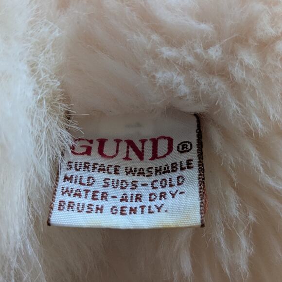 Vintage Gund Rare Pink Easter Bunny Floral Bow Plush Lovey Stuffed Animal Rabbit - Picture 4 of 5